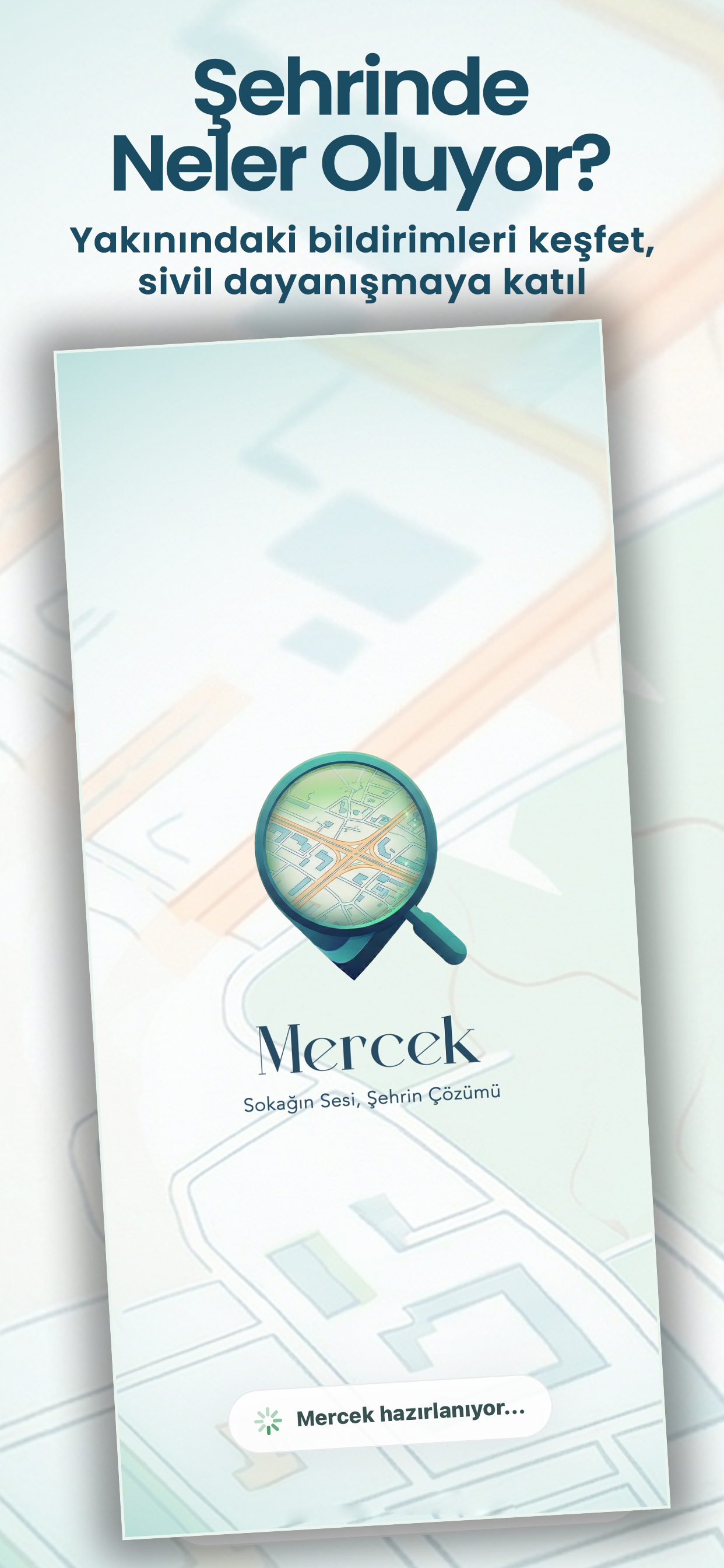 MercekApp açılış ekranı ve marka görseli